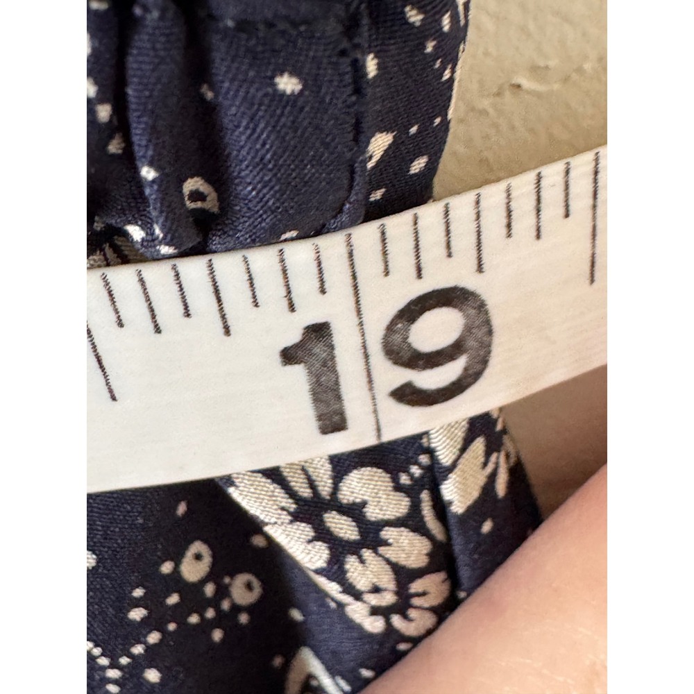 Vintage Norm Thompson Dress Size 10 100% Silk Navy Blue Floral Midi Short Sleeve - Picture 9 of 11
